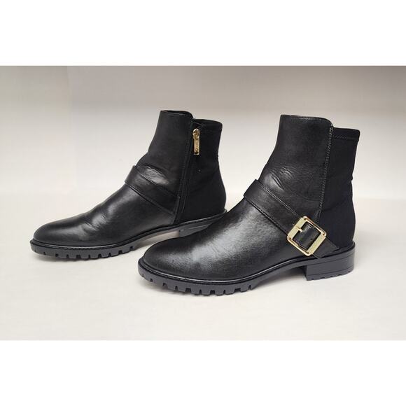 Unisa Uncaddie2 Lift Gold Buckle Black Ankle Booties Boots 7M - Picture 5 of 12
